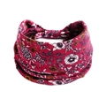 Elastisches breites Stirnband mit Vintage Burgunder Blumenmuster für Yoga und Sport - Weinrot Vintage Blumenmuster (#20)