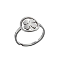 Bague ajustable en acier inoxydable avec design ouvert et trèfle à quatre feuilles évidé - Feuille / Acier