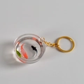 Portachiavi creativo a forma di acquario con carpe koi rosse e nere in resina - Diametro 4,2 cm/Portachiavi Dorato / Koi Rosso e Nero (N. 4)
