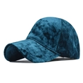 Detailed view of dark blue chenille baseball cap with premium velvet texture and curved brim - Chenille Royal Blue
