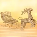 Set renna e slitta in filo di metallo argento scintillante per decorazioni natalizie - Piccola Slitta con Renne / Argento