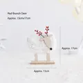 Handmade wooden reindeer decor with white wool pom-pom body and red berry antlers 17cm - Red Horn Reindeer