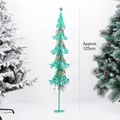 Albero di Natale metallico verde 125cm con bacche rosse e stella sulla punta - Grande / Verde