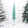 Albero di Natale moderno da 100cm verde brillante con glitter, bacche rosse e base in metallo - Piccolo / Verde