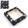 Scatola per ciglia finte nera quadrata con farfalla rosa e finestra trasparente - Base Nera Farfalla Rosa-N. 33