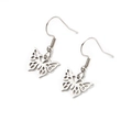 Pendientes de mariposa en acero de titanio pulido para mujer con diseño de corte láser - Mariposa hueca / Color Acero