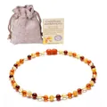 Collana di ambra baltica multicolore per neonati con certificato e sacchetto in lino - Multicolore