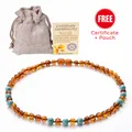 Collana da dentizione per neonati in ambra baltica e turchese con sacchetto - Collana di Ambra Turchese