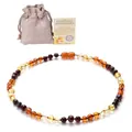 Collana di ambra baltica naturale per bambini, perline sfumate, sacchetto e certificato - Lucido (Con Certificato e Confezione)