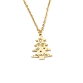 Collana minimalista con albero di Natale dorato e motivi a stella per uomo in acciaio - Albero di Natale / Oro