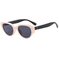 Occhiali da sole cat eye crema e nero con lenti scure e protezione UV per donna - Montatura Beige Aste Nere Lenti Grigie (C02)