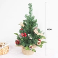 60cm snowy Christmas tree with red berries, pine cones and burlap base for desk decor - Style 2