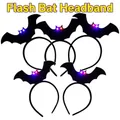 Set da 5 cerchietti a forma di pipistrello LED per Halloween con luci lampeggianti - Cerchietto Pipistrello Nero