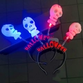Glow-in-the-dark Halloween headbands featuring blue and pink skulls with LED light effects - Letter Skeleton