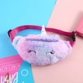 Unicorn plush fanny pack for kids featuring gradient purple faux fur and adjustable strap - Purple Multi