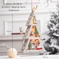 Luminous wooden Christmas tree ornament with Santa reindeer sleigh design, 30cm height - Wooden Tree Hanging Ornament (Sleigh Style)