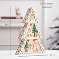 Luminous 30x20cm wooden Christmas tree ornament with reindeer cutout and warm LED light - Wooden Tree Tabletop Ornament (Reindeer Style)