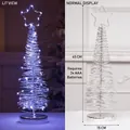 Silver wire Christmas tree desk lamp with LED lights and star topper, 45cm height - Large / Silver
