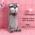 Cute schnauzer plush pencil case in grey and white with 23x13x12cm large capacity - Schnauzer