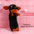 Cute plush dachshund pencil case in black and brown, holds 15 pens, size 23x13x12cm - Dachshund