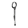 Detalle de pendiente punk de acero inoxidable negro mate con punta de cono y esfera - Estilo de Pendientes / Negro