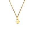Polished gold Hamsa Hand necklace with laser-cut hollow heart pendant on a delicate chain - Gold Hamsa Hand Heart
