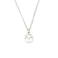 Détail du collier en acier inoxydable argenté poli avec pendentif zodiaque découpé - Bélier