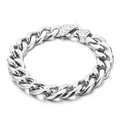 Pulsera cubana para hombre de acero de titanio con cierre cuadrado grabado de flores - Eslabón Cubano (KB139256-Z) / Pulsera de Plata