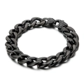Pulsera cubana plana negra para hombre con cierre de flor grabado de estilo vintage - Eslabón Cubano (KB139257-Z) / Pulsera Negra