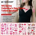 Waterproof heart temporary tattoos for kids with shiny rose gold Valentine foil designs - 4 Sheets/Set (WE Rose Gold Valentine)