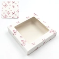 White square eyelash packaging box with clear window and pink watercolor butterfly print - White Base Pink Butterfly-No. 21