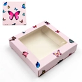 Scatola per ciglia rosa con motivo a farfalla e finestra trasparente di design - Base Rosa Farfalle Multiple-N. 26