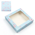 Scatola per ciglia in cartone azzurro con farfalle rosa e finestra trasparente - Base Blu Farfalla Rosa-N. 29