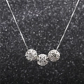 8mm silver necklace with three hollow zircon-inlaid spheres on a fine box chain - 3 Balls / Silver