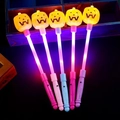 Pack of 5 LED light-up Halloween pumpkin wands with colorful handles for party props - Pumpkin Flash Stick