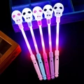 Glow-in-the-dark skull fairy wand props for Halloween party in five vibrant colors - Skeleton Flash Stick