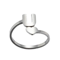 Detail showing letter U and heart design with brushed metal texture on a silver ring - Letter U / Steel