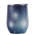 12oz stainless steel wine tumbler with deep blue galaxy and starry sky pattern - 12oz / Starry White