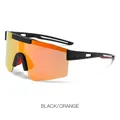 Polarized sports sunglasses with black semi-rimless frame and orange mirrored lenses - Black Frame Orange Lens