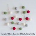 180cm Christmas wool felt ball garland with 20 red, white, and green balls for home decor - Red and Green Ball String / 20 Pieces Set