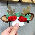 Graziosi fermagli natalizi a corna di renna con glitter dorati e pompon rossi - 22-Corna di fiori rossi - Oro