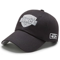 Cappellino da baseball classico in cotone nero con ricamo New York 1985 e patch laterale - Grigio