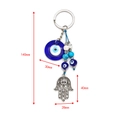 Vista dettagliata del portachiavi Occhio di Allah con mano di Hamsa e dimensioni esatte - Stile Ciondolo Mano di Fatima (BE29BU08)