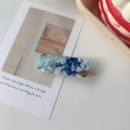Blue marble patterned acrylic rectangular hair clip on a minimalist white display card - 1# Sky Blue Solid Rectangle