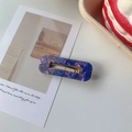Schicke blaue Haarklammer aus Acryl mit Marmormuster auf dekorativer weißer Karte - 14# Dunkelviolettes hohles Rechteck
