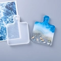 Siliconen mal voor hars dienblad in oceaanstijl met echte schelpen en parels - Kleine vierkante handgreep siliconen vorm