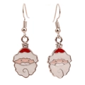 Cartoon Santa Claus drop oil enamel earrings in festive red and white metal finish - Santa with Christmas Tree