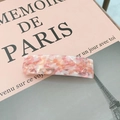 Fermaglio per capelli in acetato da 8,5 cm con trama marmorizzata rosa e molla - Rosa Gemma