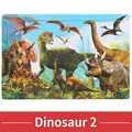 30-piece wooden dinosaur puzzle for kids featuring triceratops and stegosaurus in jungle - 3D Dinosaur (3008)