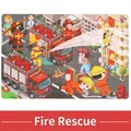 30-piece wooden kids puzzle featuring a cartoon fire rescue scene with fire trucks - Fire Rescue (3011)